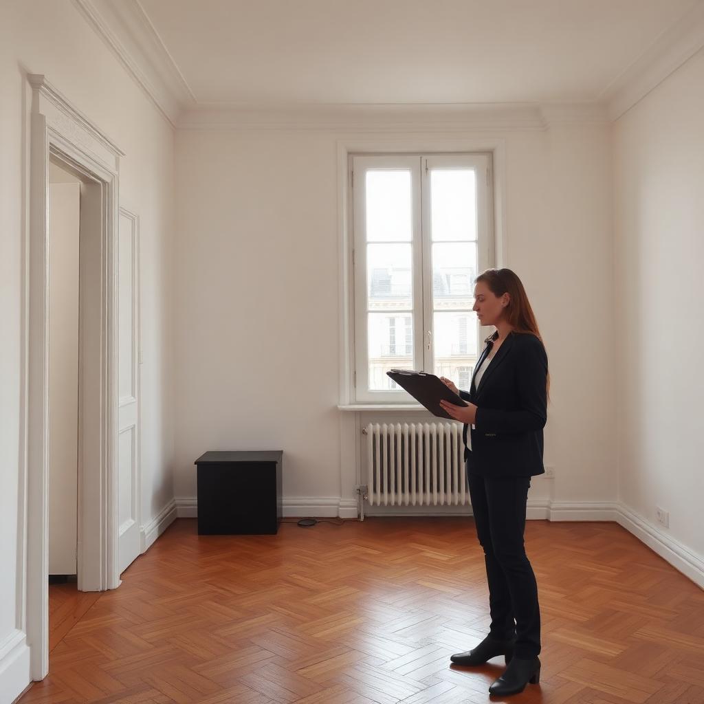 État des lieux d'un appartement parisien avec parquet et grandes fenêtres