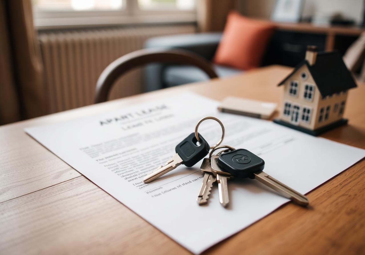 Clés et bail de location pour un appartement